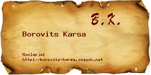 Borovits Karsa névjegykártya